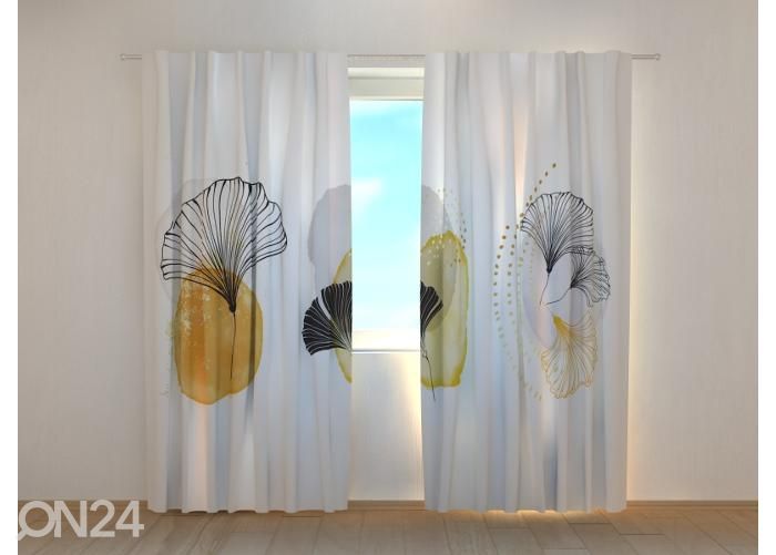 Pimennysverhot Air Flowers with Golden Elements 240x220 cm kuvasuurennos