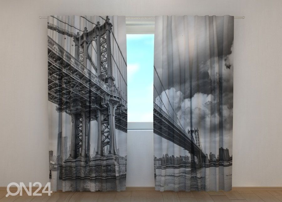 Pimennysverhot Black and White bridge 240x220 cm kuvasuurennos