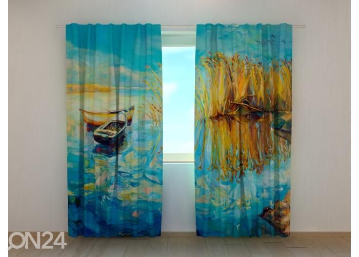 Pimennysverhot Impressionism Painting Beautiful Lake 240x220 cm kuvasuurennos