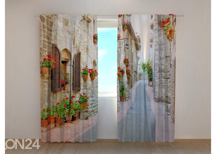 Pimennysverhot Italian Alley with Flowers 2 240x220 cm kuvasuurennos
