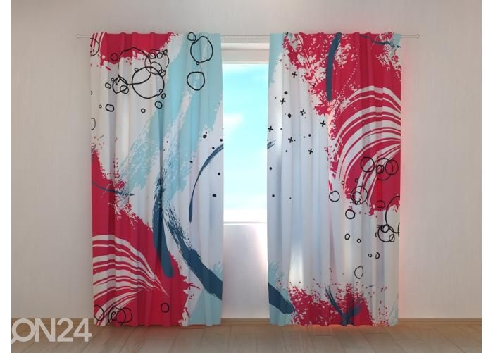 Pimennysverhot Style Red and Blue Abstraction 240x220 cm kuvasuurennos