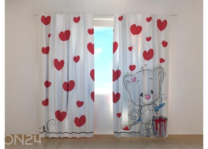 Pimentävä kuvaverho Kitten and Hearts 240x220cm kuvasuurennos