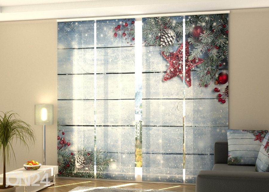 Pimentävä paneeliverho Christmas Red Star 3, 240x240 cm kuvasuurennos