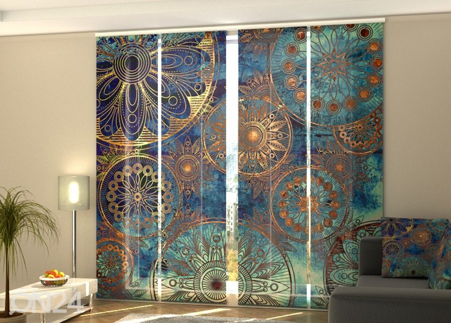 Pimentävä paneeliverho Golden ornament 240x240 cm kuvasuurennos