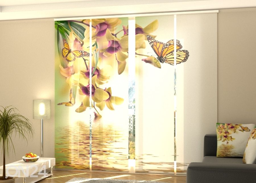 Pimentävä paneeliverho Tropical Flowers 240x240 cm kuvasuurennos