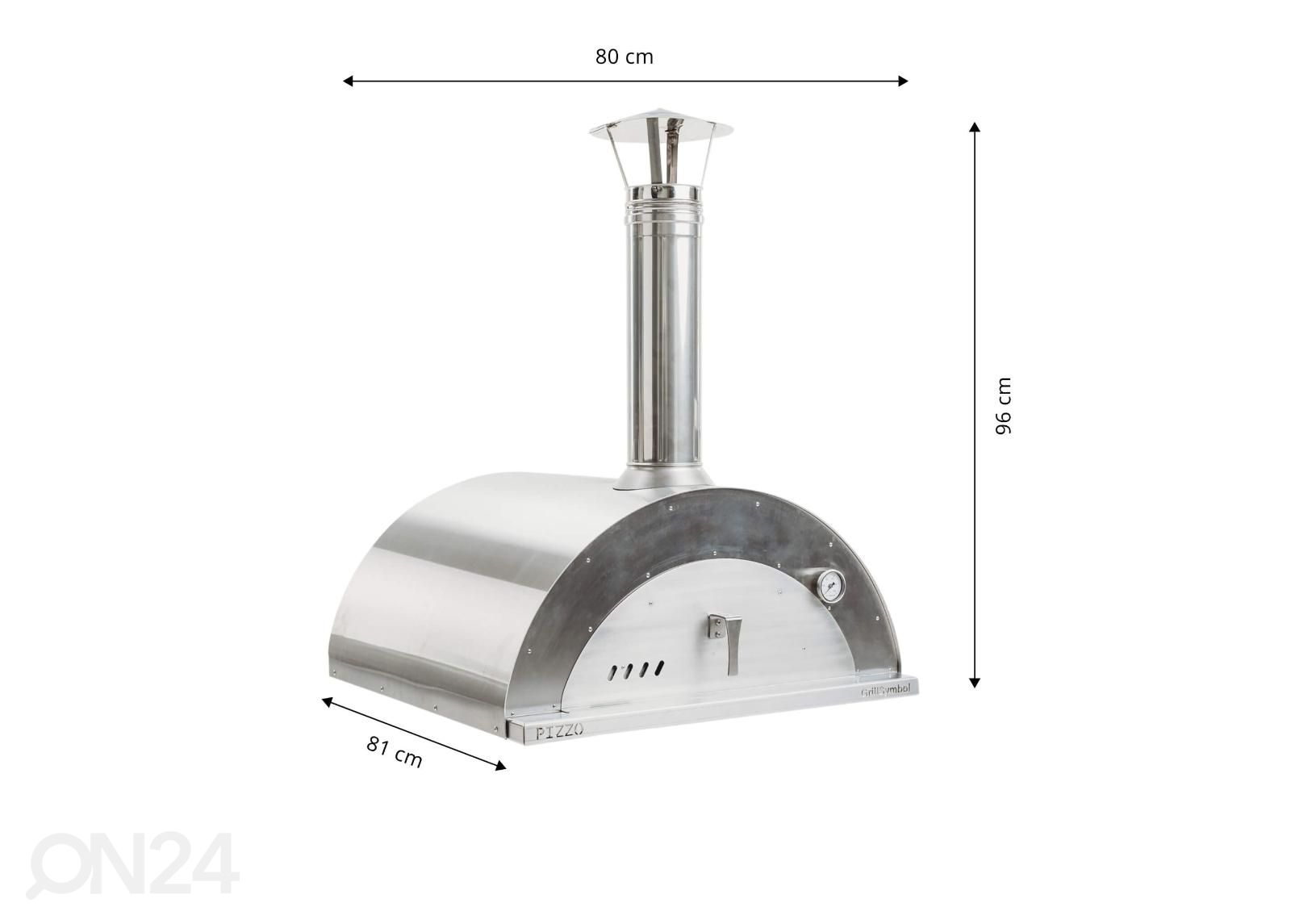 Pizzauuni Pizzo-inox kuvasuurennos mitat