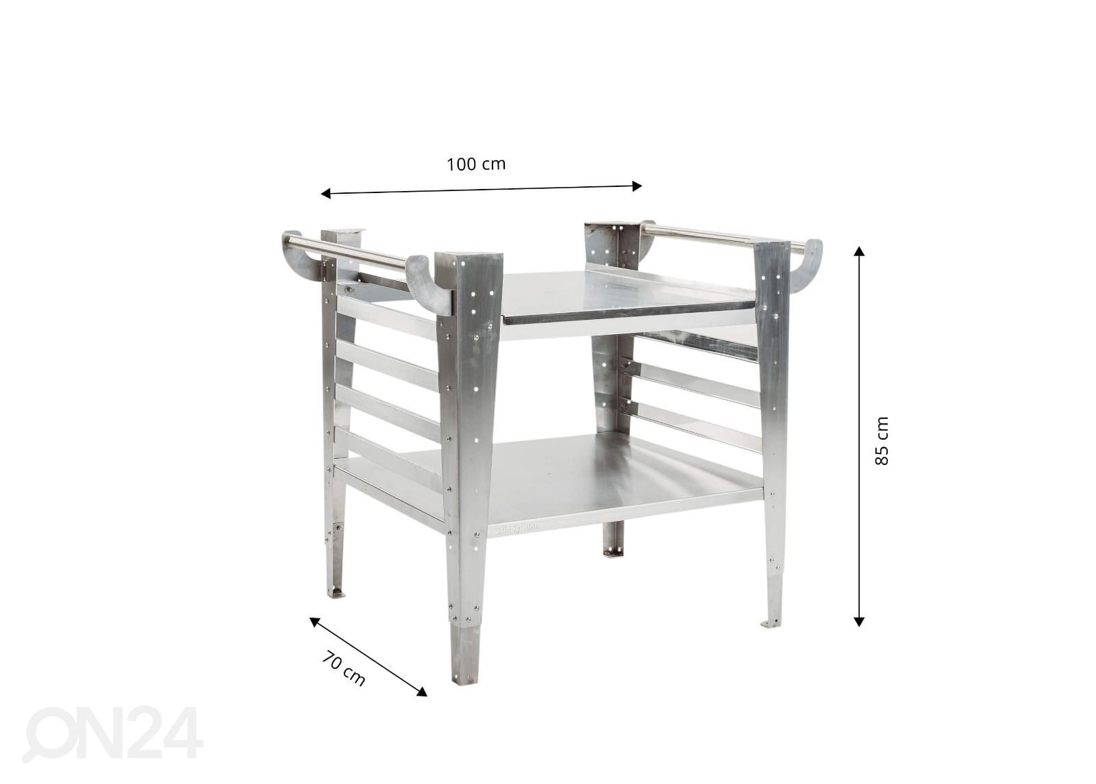 Pizzauunin jalusta Baso-inox kuvasuurennos mitat