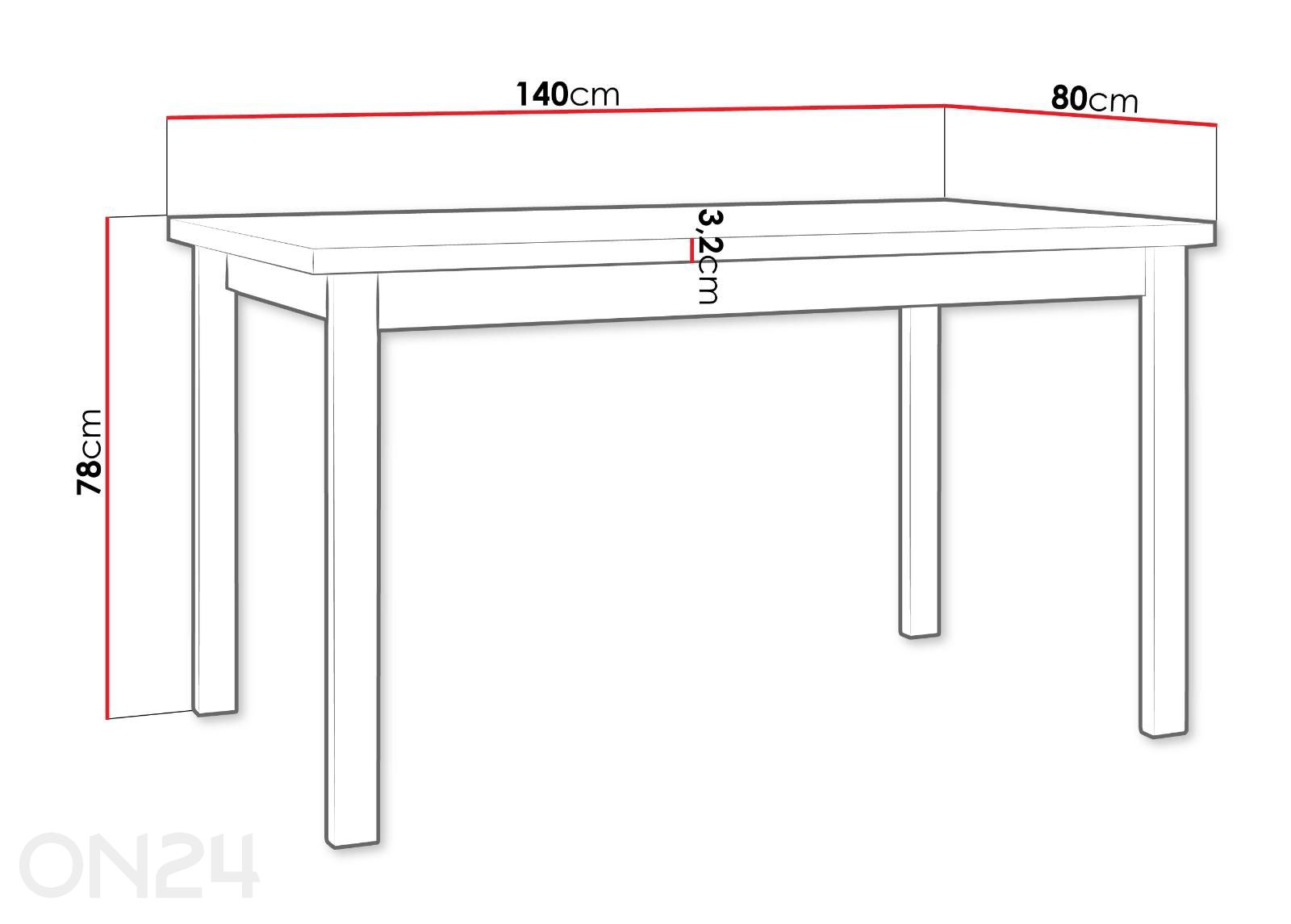 Pöytä Alba M kuvasuurennos mitat