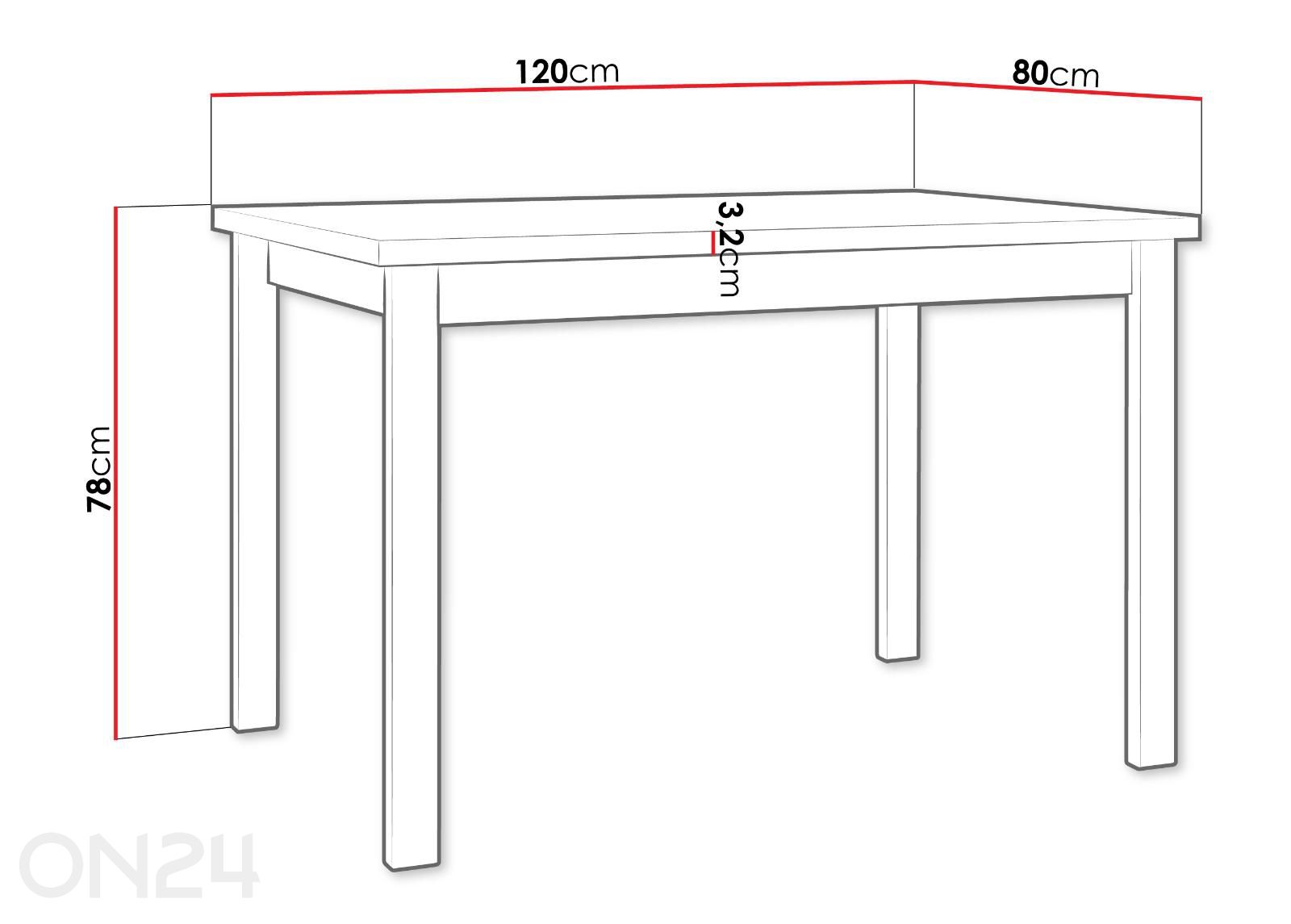 Pöytä Alba S kuvasuurennos mitat