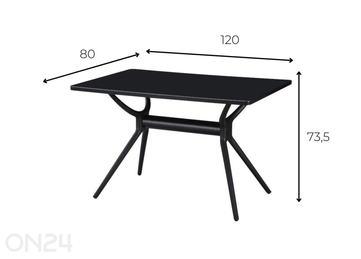 Pöytä Irja In&Out 120x80 cm kuvasuurennos mitat