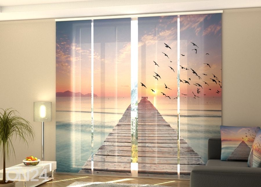 Ppimentävä paneeliverho Sunrise on the sea 2 240x240 cm kuvasuurennos