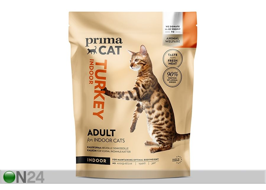 PrimaCat kuivaravinto kalkkunalla aikuisille sisäkissoille 1,4 kg kuvasuurennos