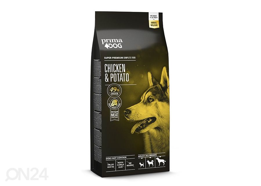 PrimaDog koiranruoka aikuisille koirille kana-peruna 12 kg kuvasuurennos