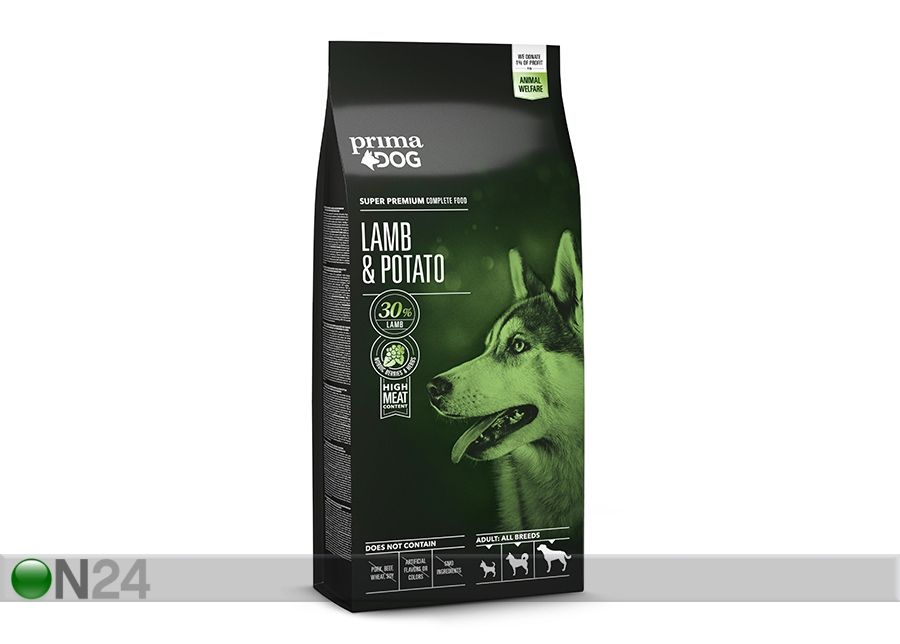 PrimaDog koiranruoka aikuisille koirille lammas-peruna 12 kg kuvasuurennos