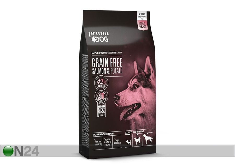 PrimaDog kuivaruoka GrainFree lohi-peruna 10 kg kuvasuurennos