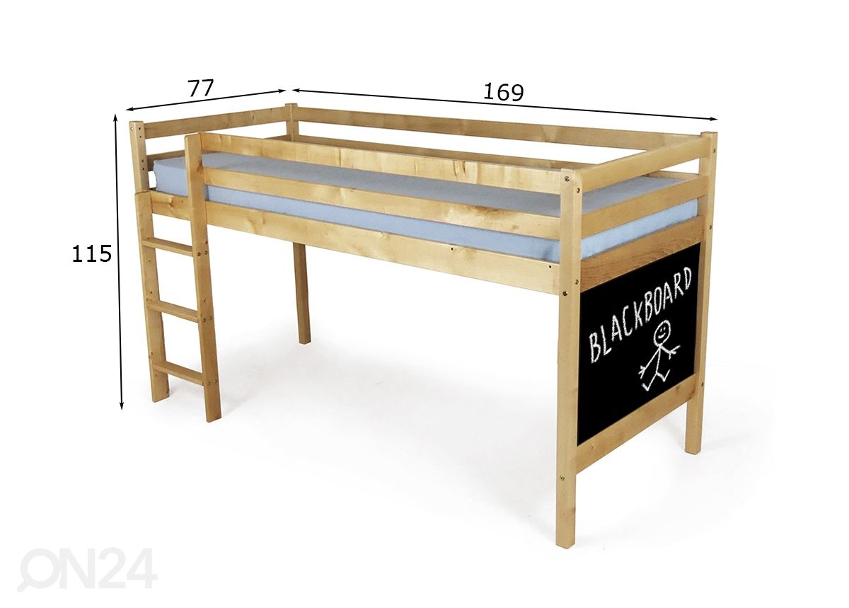 Puoliparvisänky liitutaululla 70x160 cm kuvasuurennos mitat