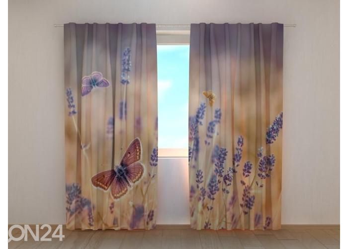 Puolipimentävä kuvaverho Butterflies on Lavender 240x220 cm kuvasuurennos