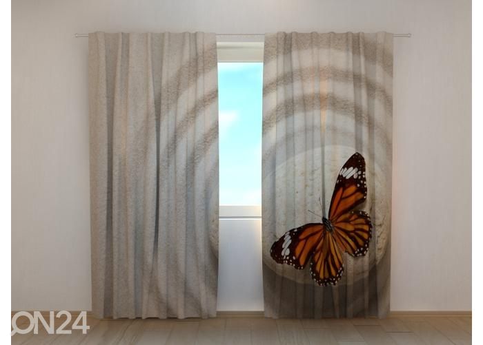 Puolipimentävä kuvaverho Zen Stone with Butterfly 240x220 cm kuvasuurennos