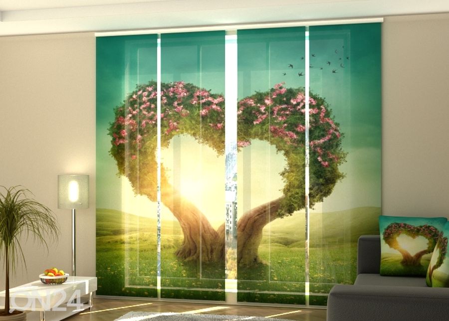 Puolipimentävä paneeliverho Heart tree 240x240 cm kuvasuurennos