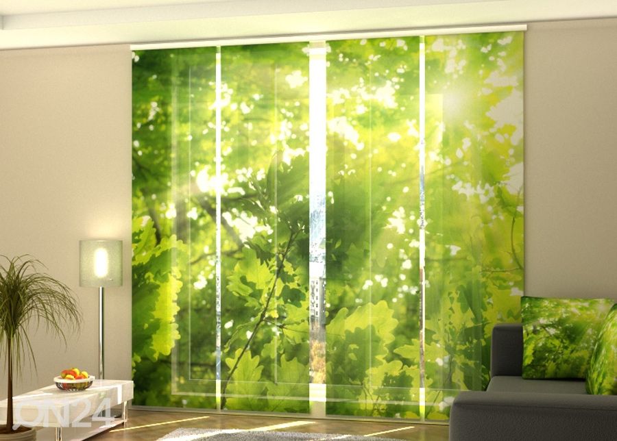 Puolipimentävä paneeliverho Leaves 2 240x240 cm kuvasuurennos