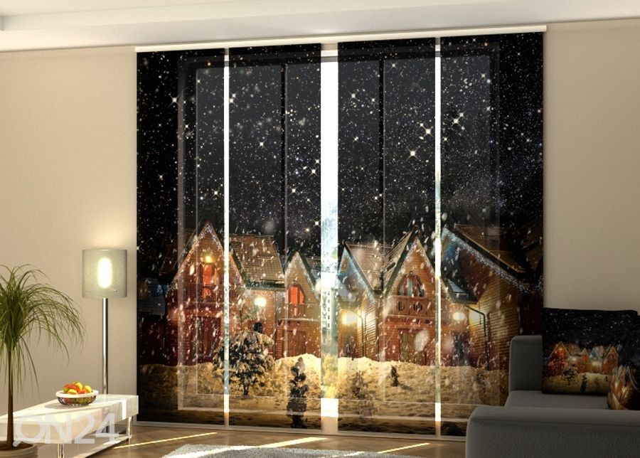 Puolipimentävä paneeliverho Snowy Night 240x240 cm kuvasuurennos