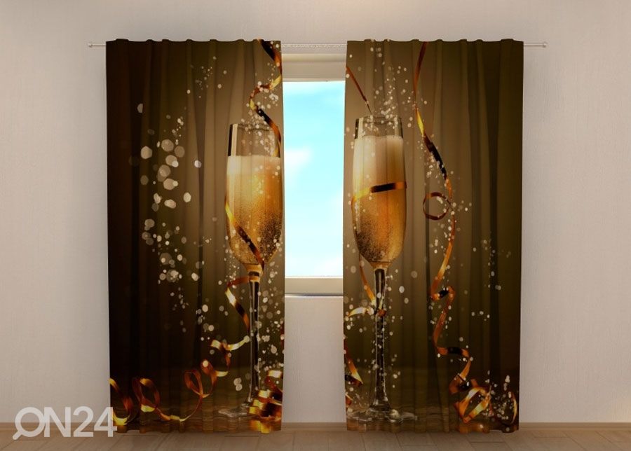 Puolipimentävä verho Christmas champagne 240x220 cm kuvasuurennos
