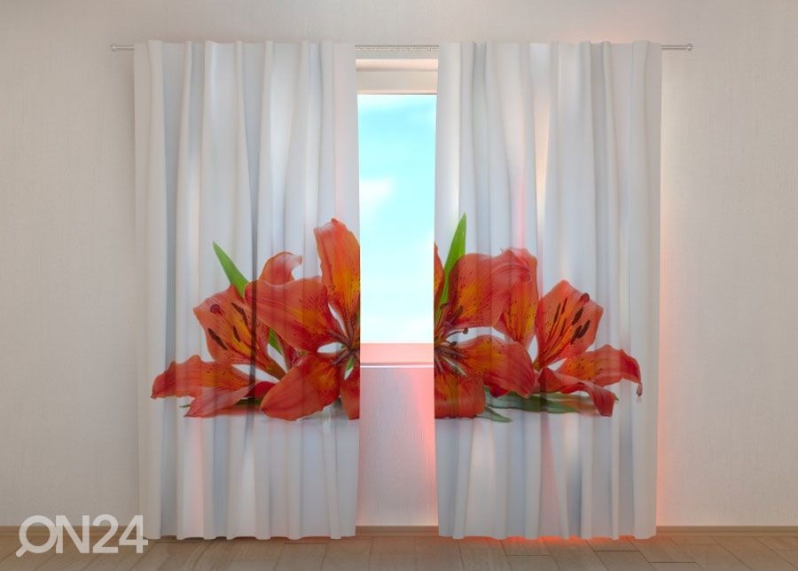 Puolipimentävä verho FIERY LILIES kuvasuurennos