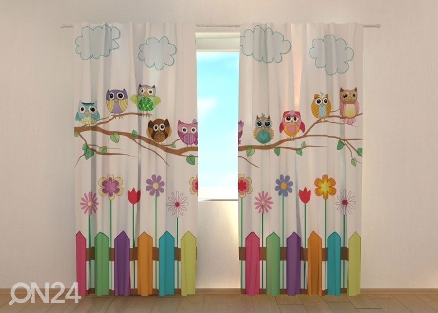 Puolipimentävä verho FUNNY OWL 1 kuvasuurennos