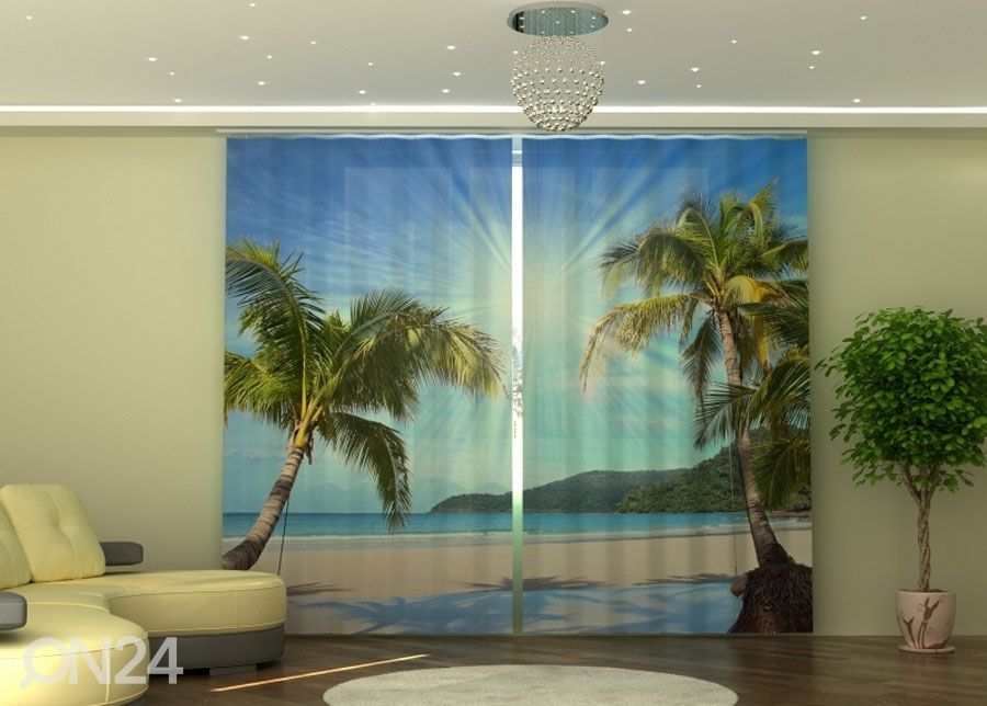 Puolipimentävä verho PALM TREES kuvasuurennos