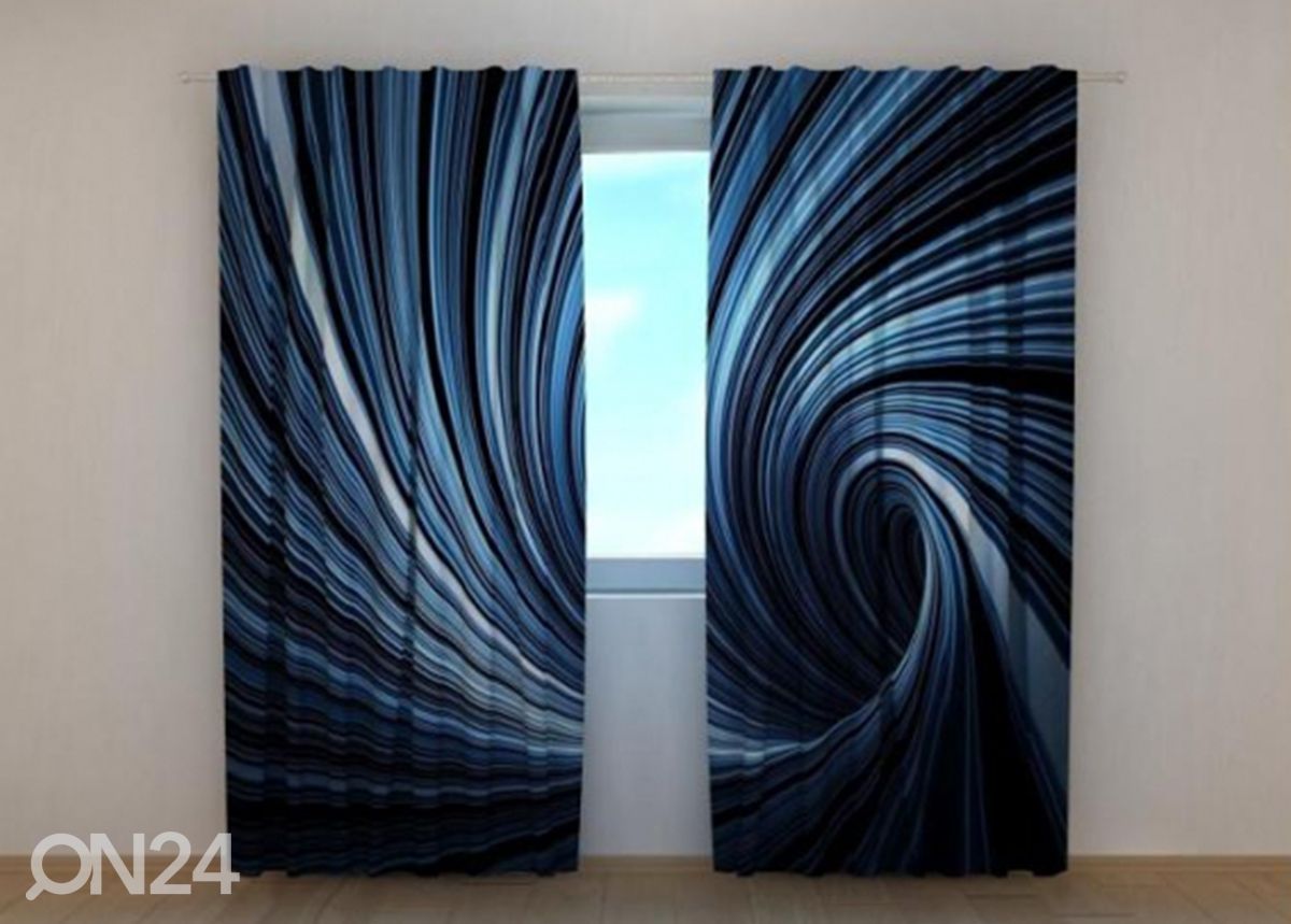 Puolipimentävät verhot Blue Abstract Vortex 240x220 cm kuvasuurennos