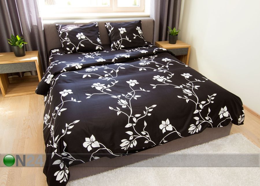 Pussilakanasetti REGINA BLACK 150x210 cm kuvasuurennos