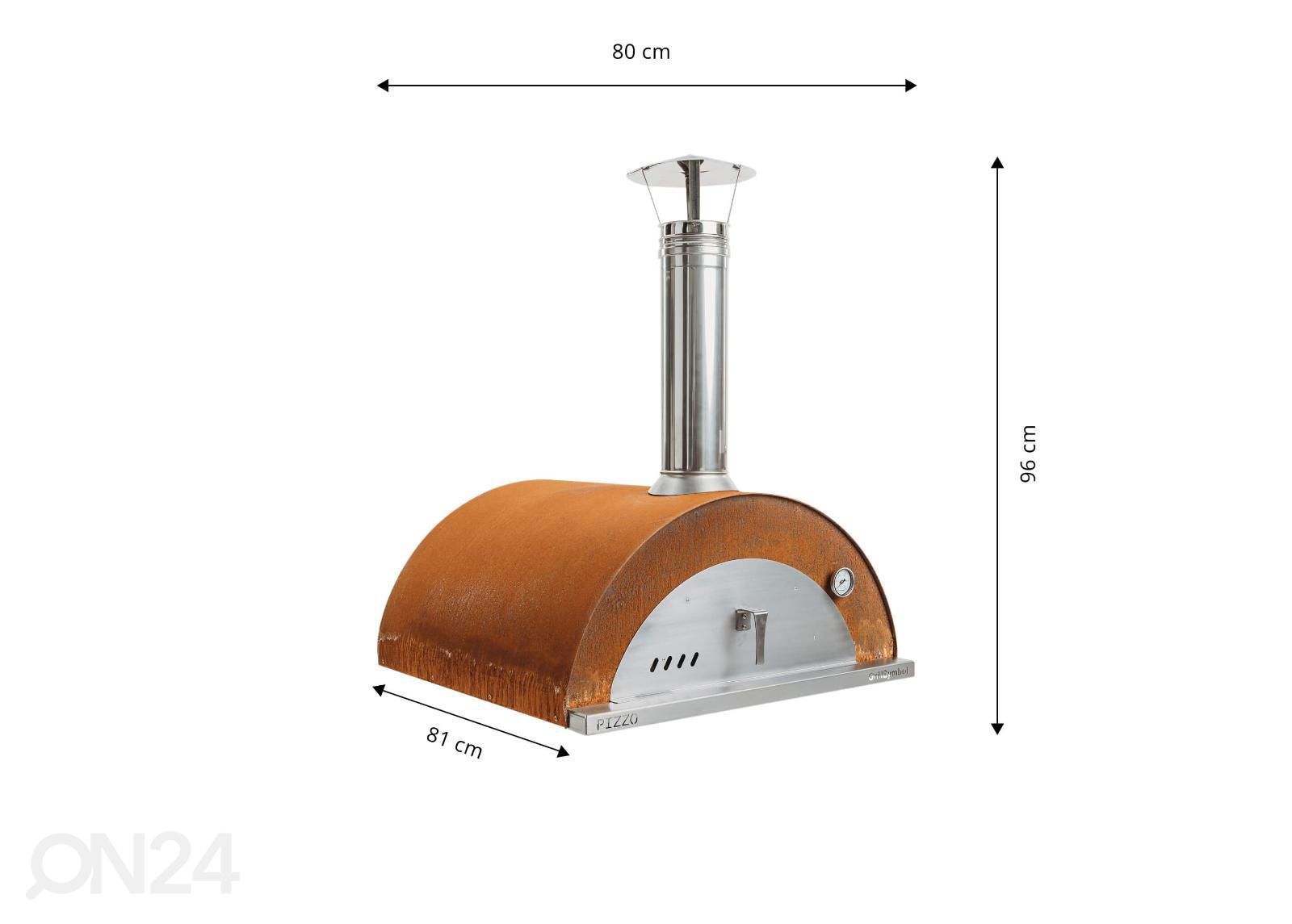 Puulämmitteinen pizzauuni Pizzo kuvasuurennos mitat