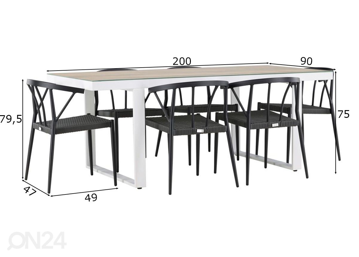 Puutarhakalusteet Merlo kuvasuurennos mitat