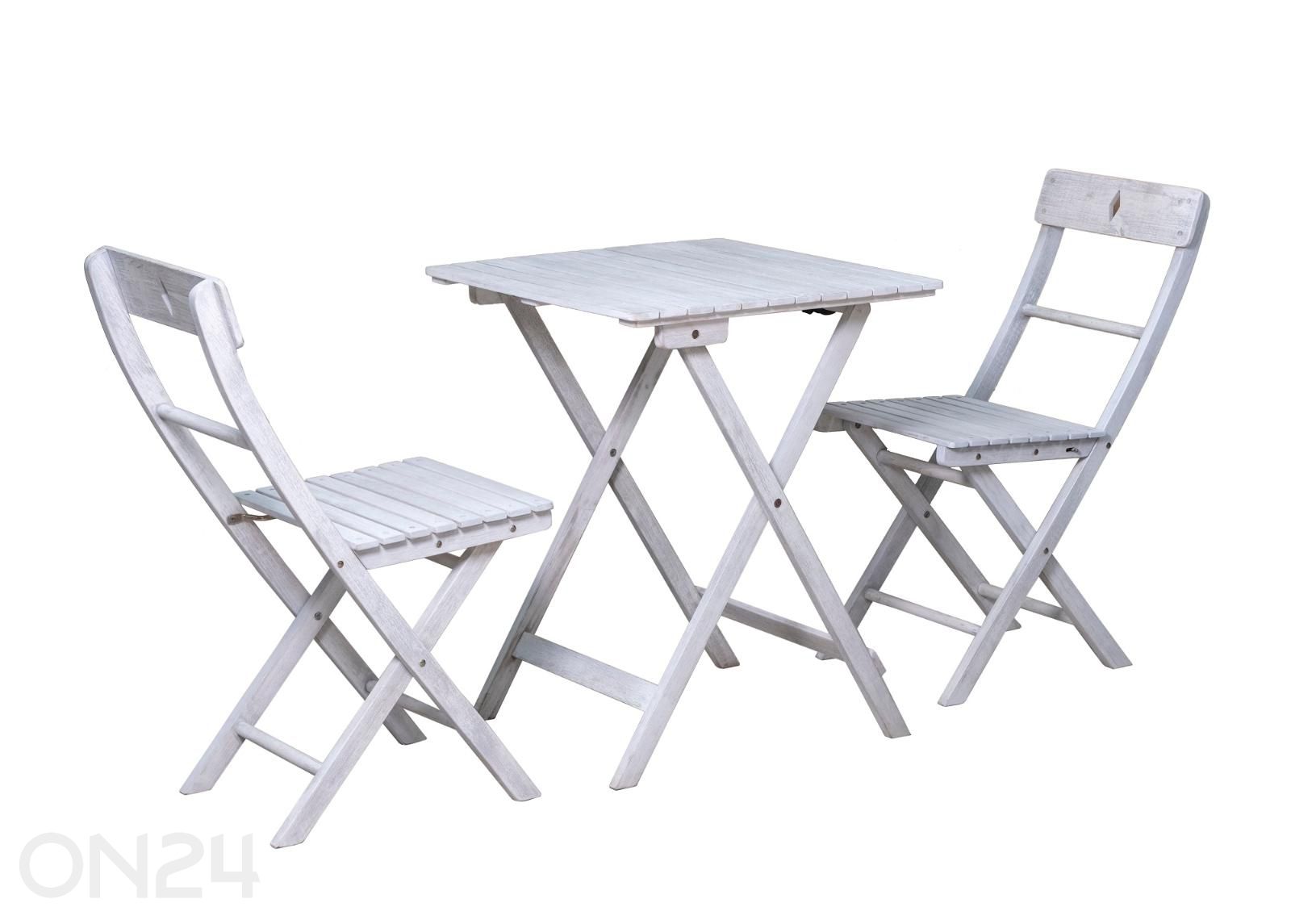 Puutarhakalusteet, pöyta + 2 tuolia kuvasuurennos
