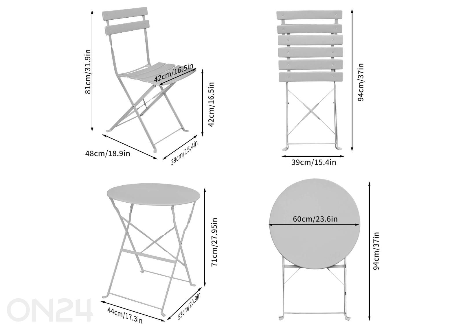 Puutarhakalustekomplekti Orion kuvasuurennos mitat
