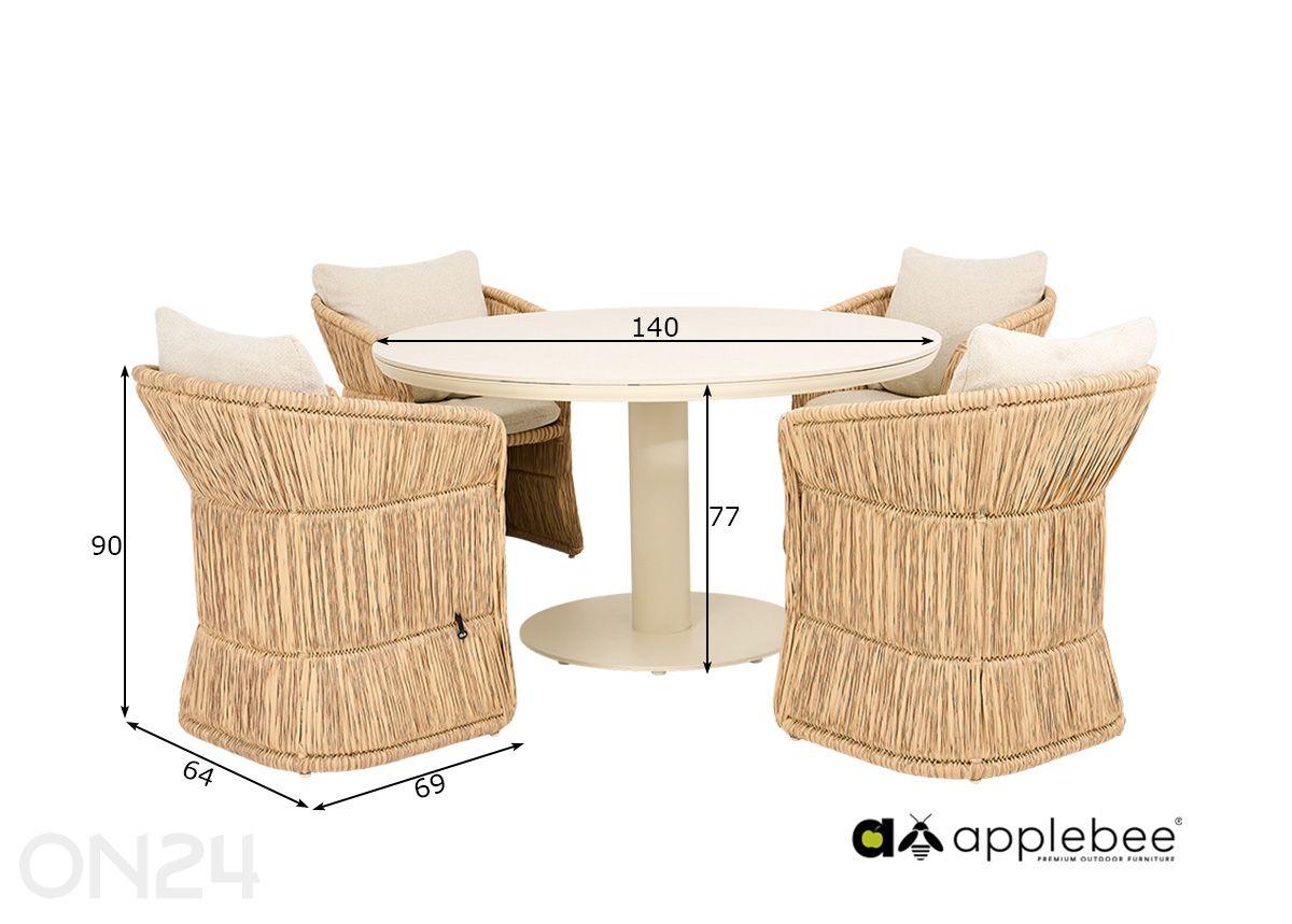 Puutarhakalustesetti Gili kuvasuurennos mitat