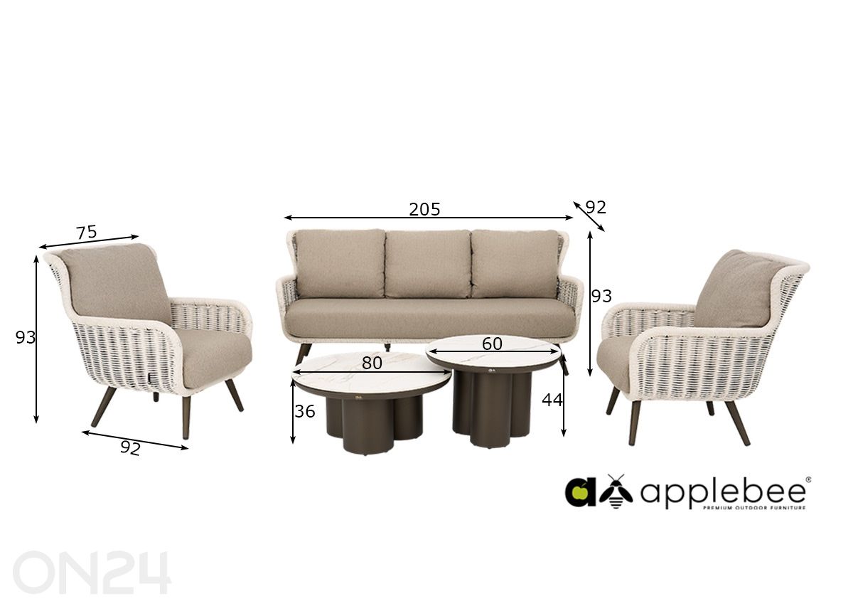 Puutarhakalustesetti Key Largo kuvasuurennos mitat