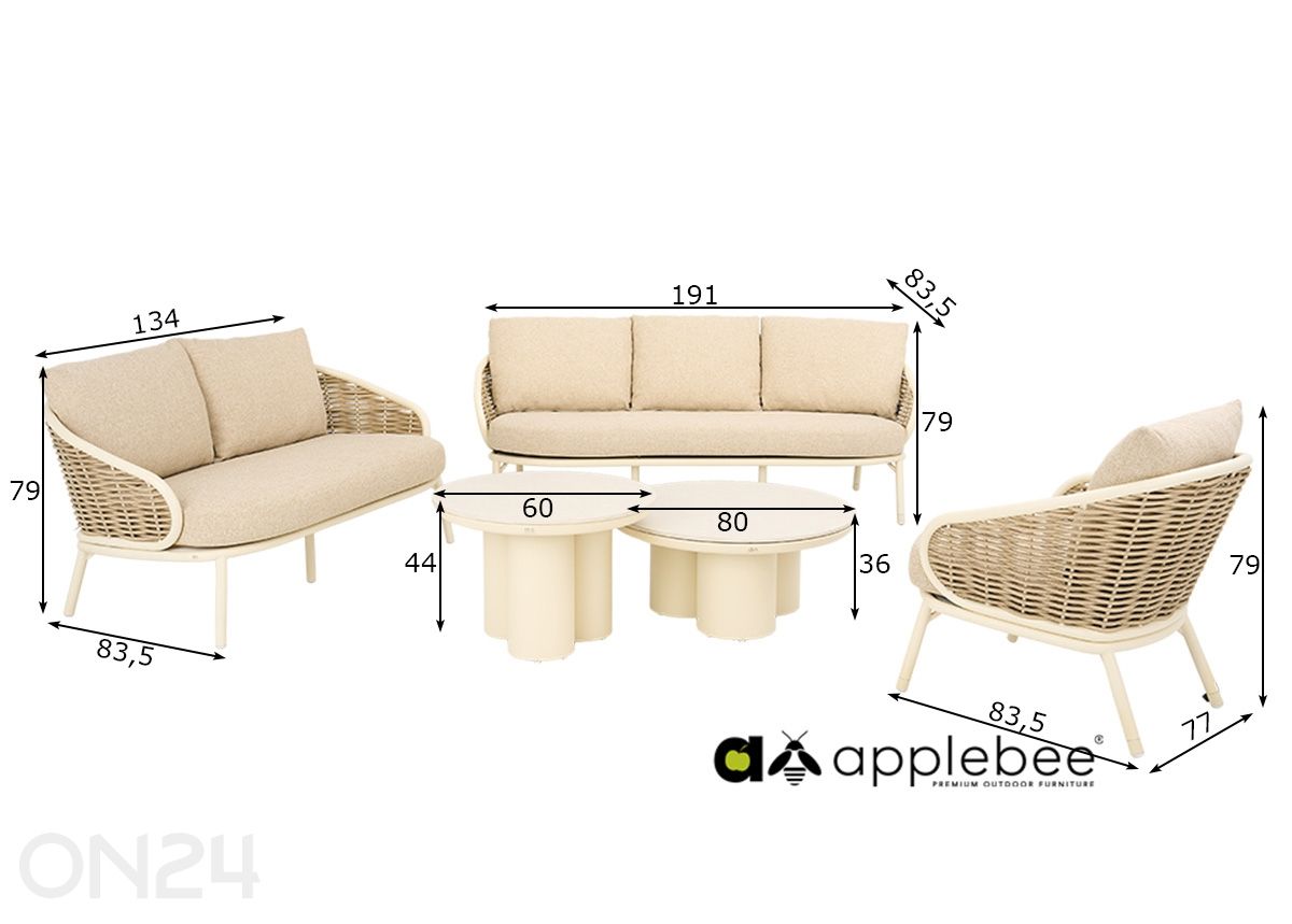 Puutarhakalustesetti Pine Key kuvasuurennos mitat