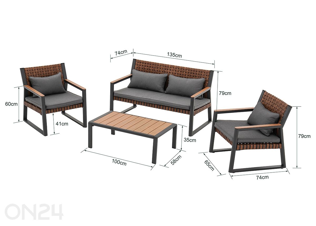 Puutarhakalustesetti Texas kuvasuurennos mitat