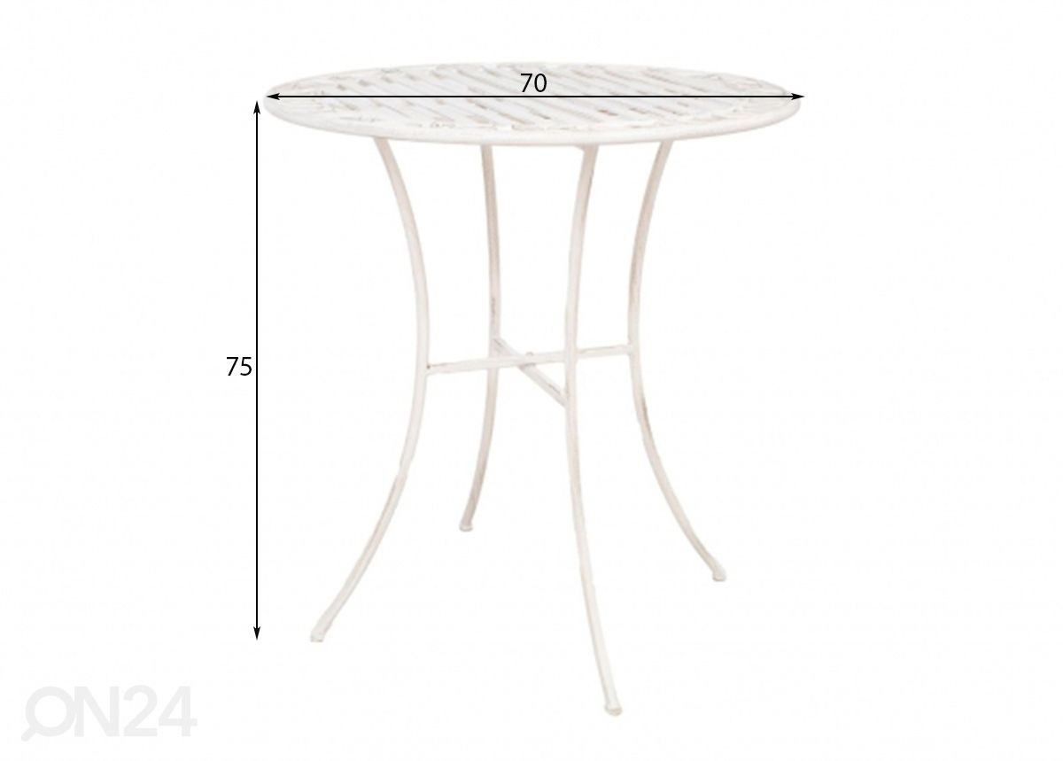 Puutarhapöytä Jasmine Ø 70 cm kuvasuurennos mitat