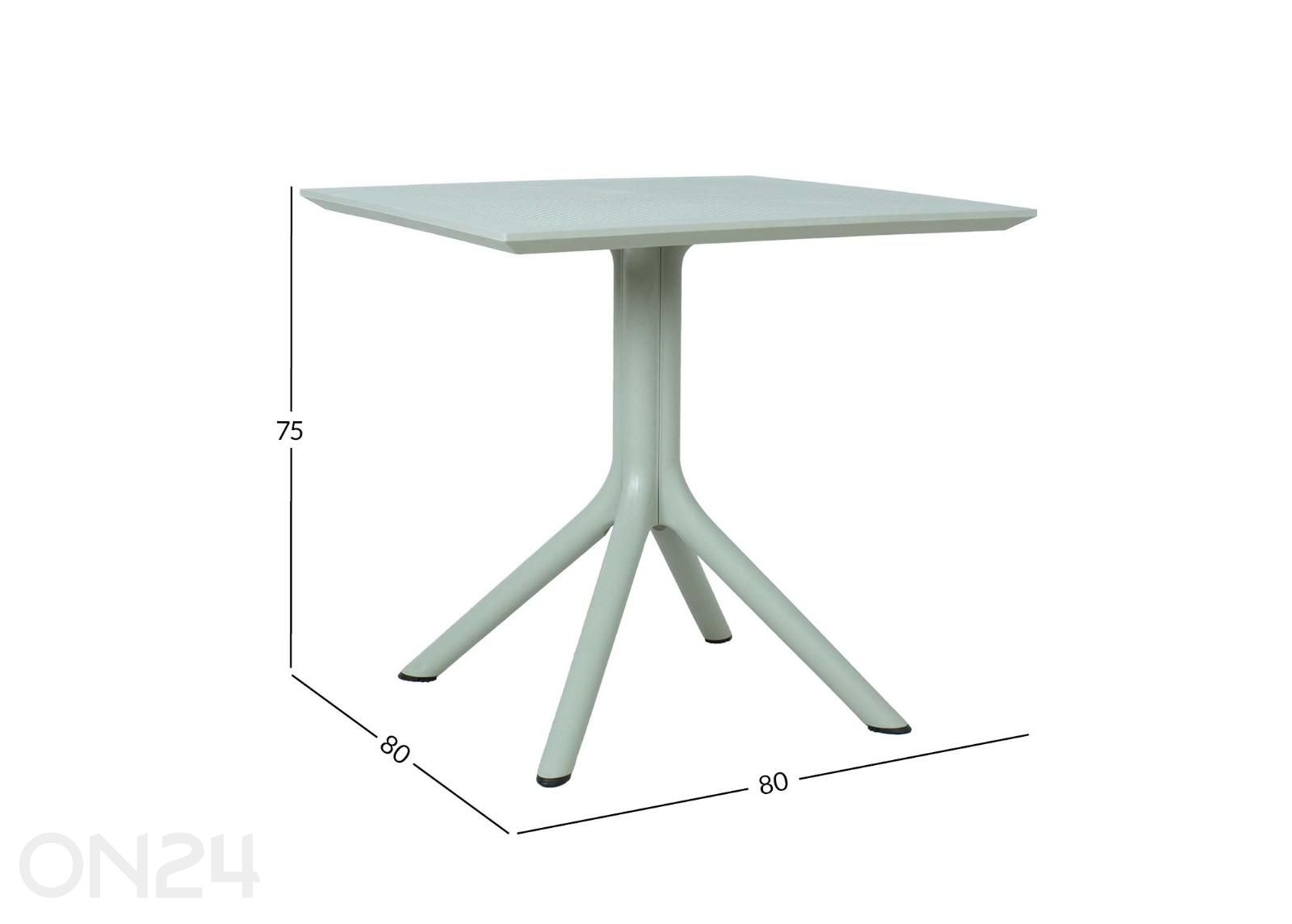 Puutarhapöytä Mango 80x80 cm kuvasuurennos mitat
