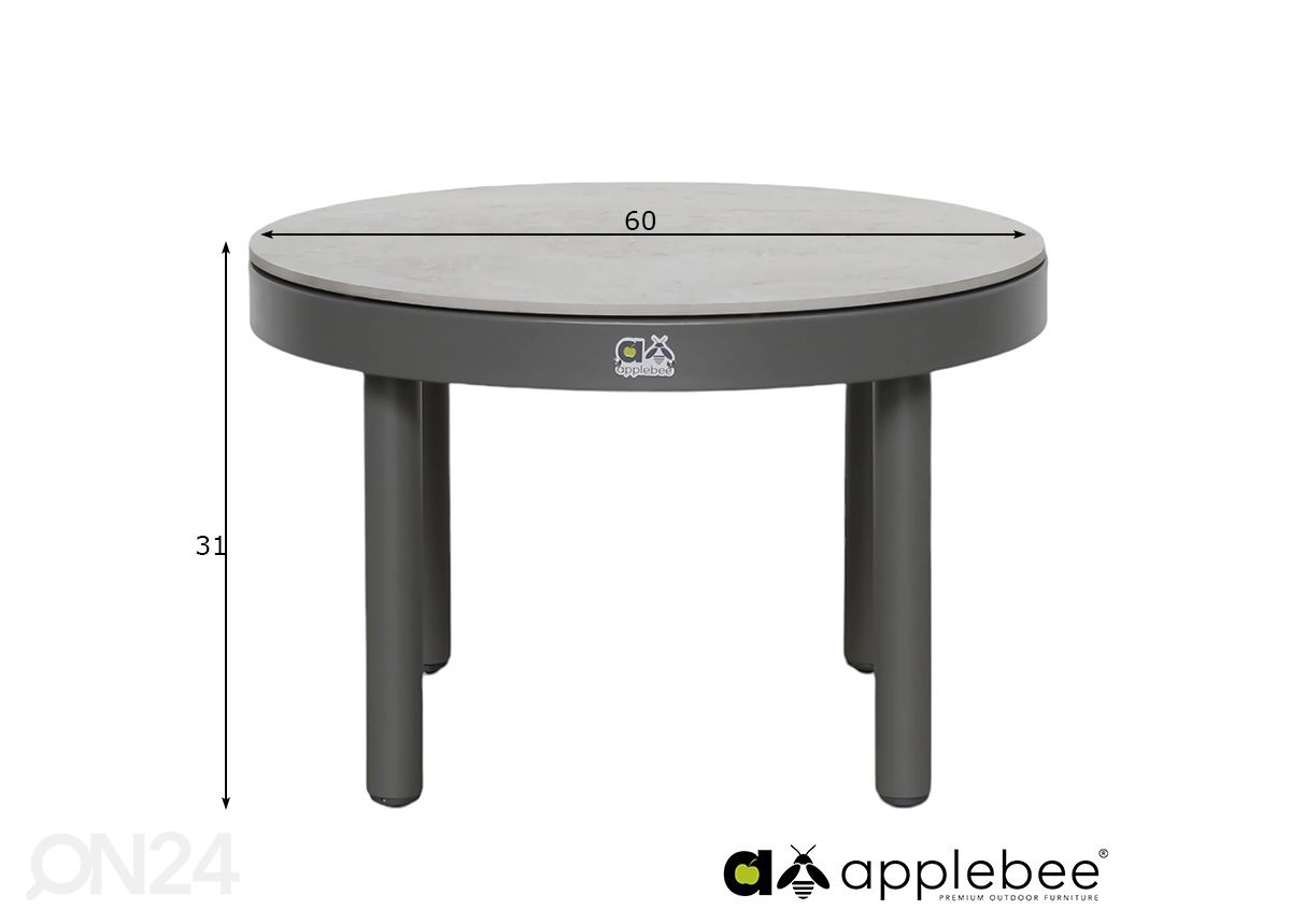 Puutarhapöytä Maui Ø 60 cm kuvasuurennos mitat