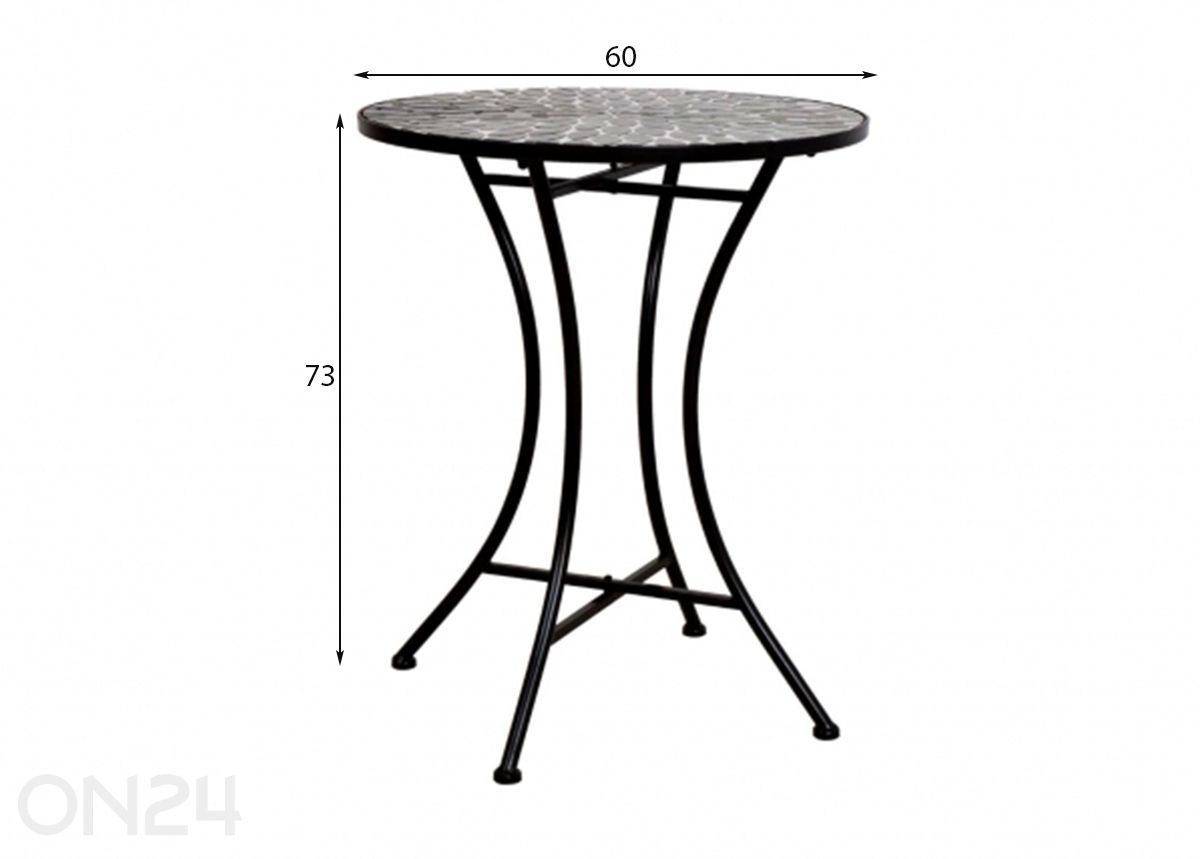 Puutarhapöytä Mirt Ø 60 cm kuvasuurennos mitat