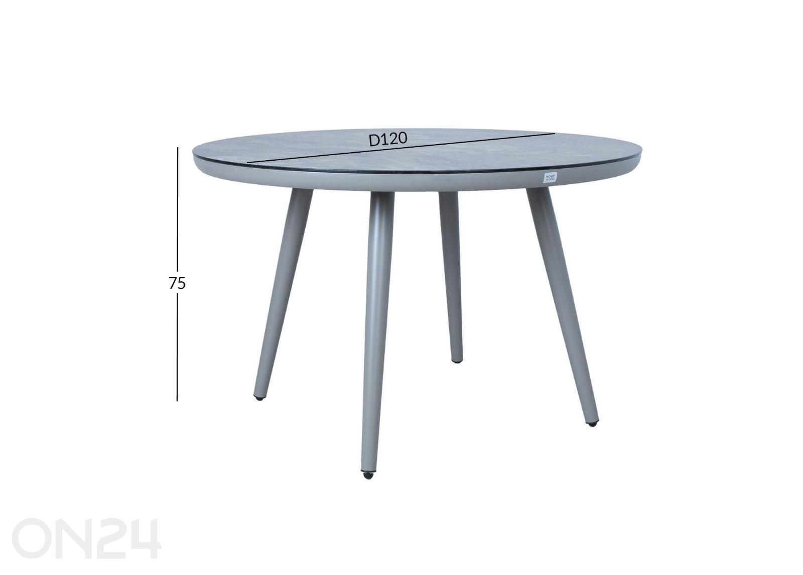 Puutarhapöytä Silva Ø 120 cm kuvasuurennos mitat