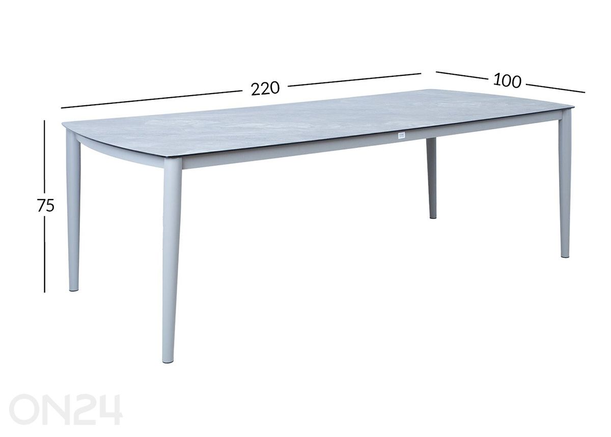 Puutarhapöytä Silva 100x220 cm kuvasuurennos mitat