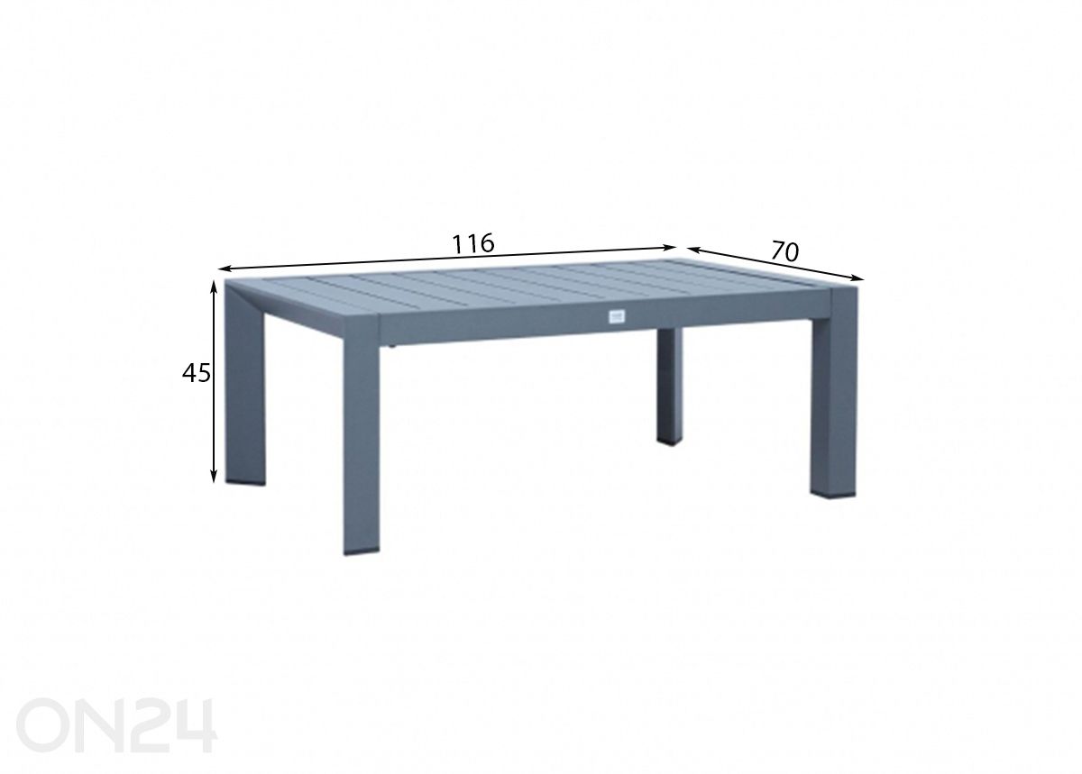 Puutarhapöytä Tomson 70x116 cm kuvasuurennos mitat