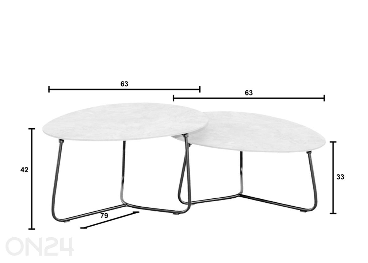 Puutarhapöytiä Pine Key, 2 kpl kuvasuurennos mitat