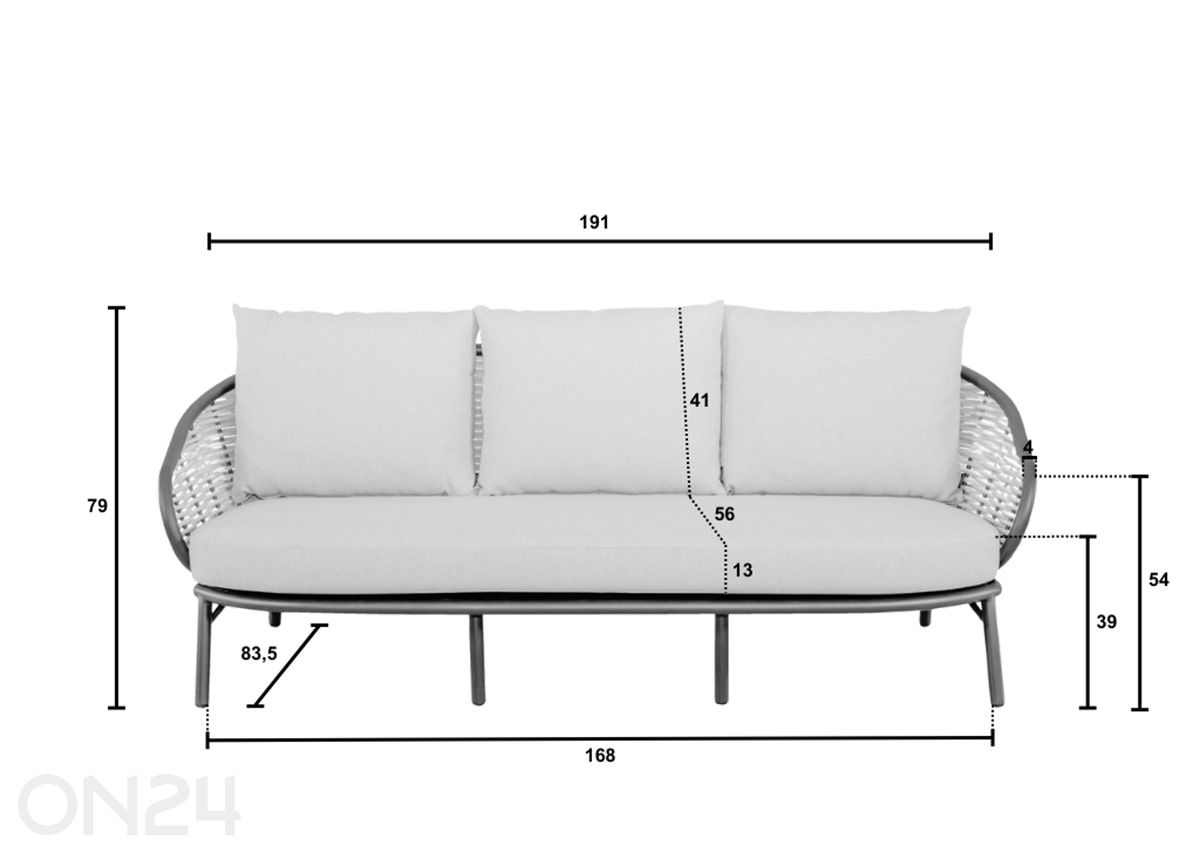 Puutarhasohva Pine Key 191 cm kuvasuurennos mitat