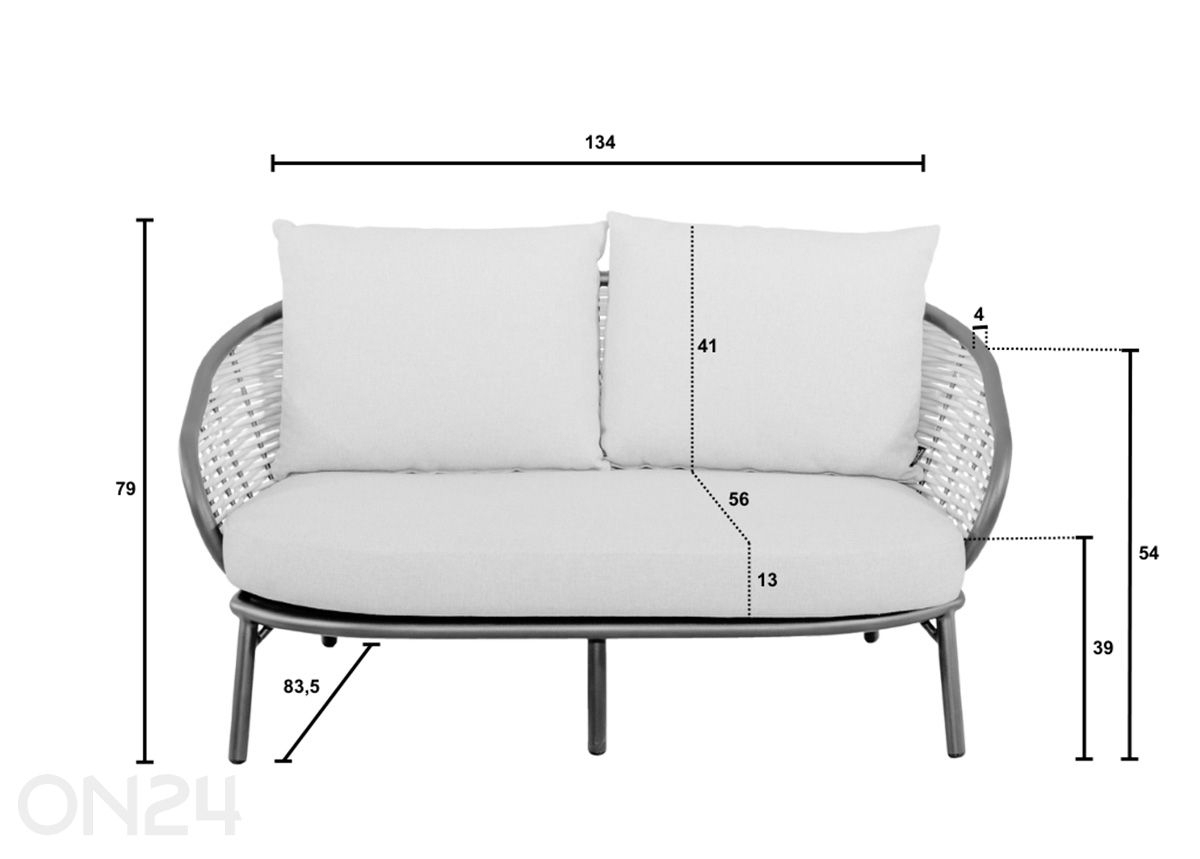 Puutarhasohva Pine Key kuvasuurennos mitat