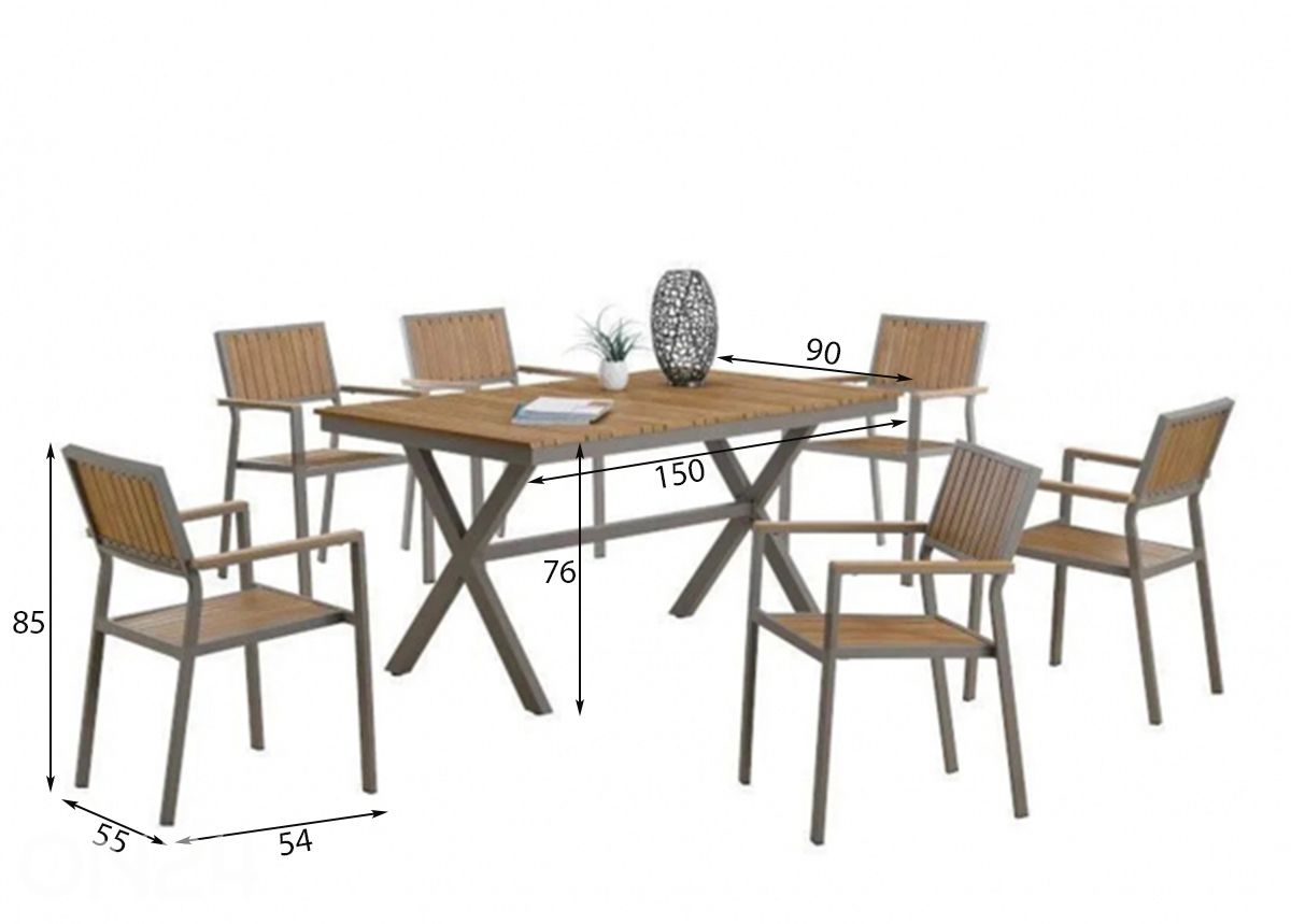 Puutarhasohva Ramsay, harmaa/ruskea kuvasuurennos mitat